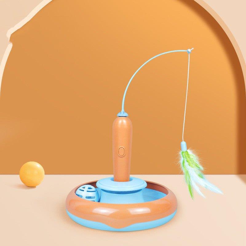 Interactive 2-in-1 Cat Toy with Feather Spinner