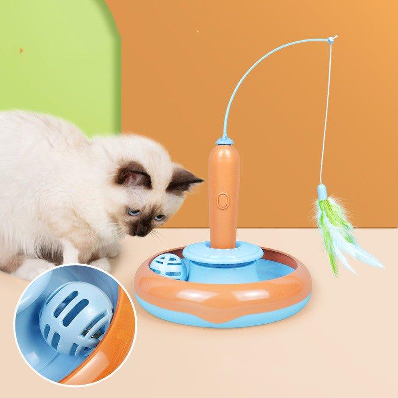Interactive 2-in-1 Cat Toy with Feather Spinner