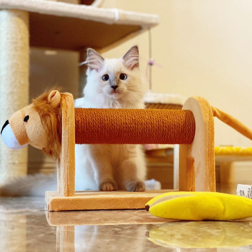 Small Cat Haven: Integrated Platform Cat Tree With Sisal Grab Pole And Toy Supplies