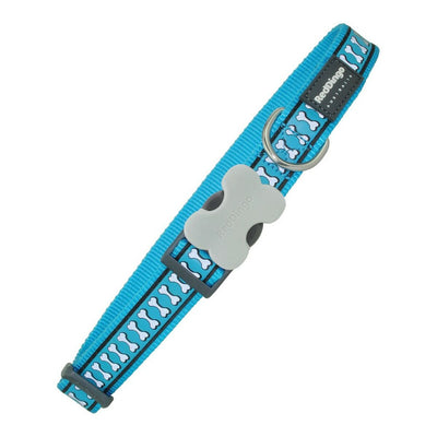 Red Dingo Reflective Dog Collar – Turquoise Bones