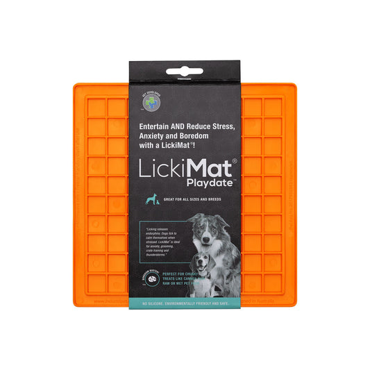 LickiMat Dog Feeder – TPR Orange Slow-Feeding Mat