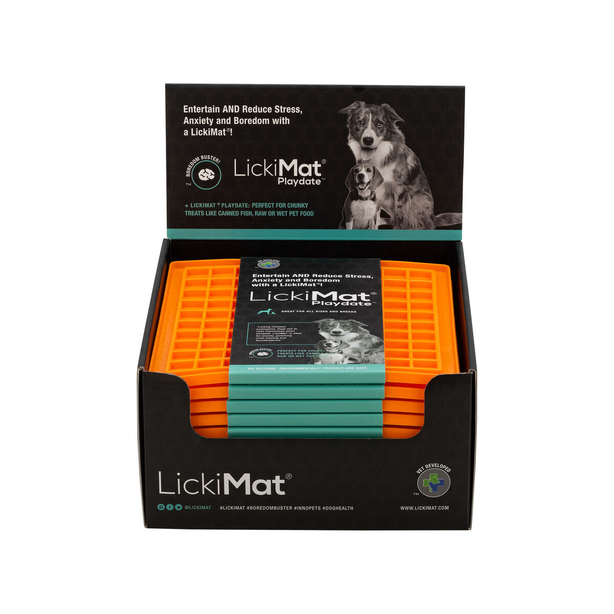 LickiMat Dog Feeder – TPR Orange Slow-Feeding Mat