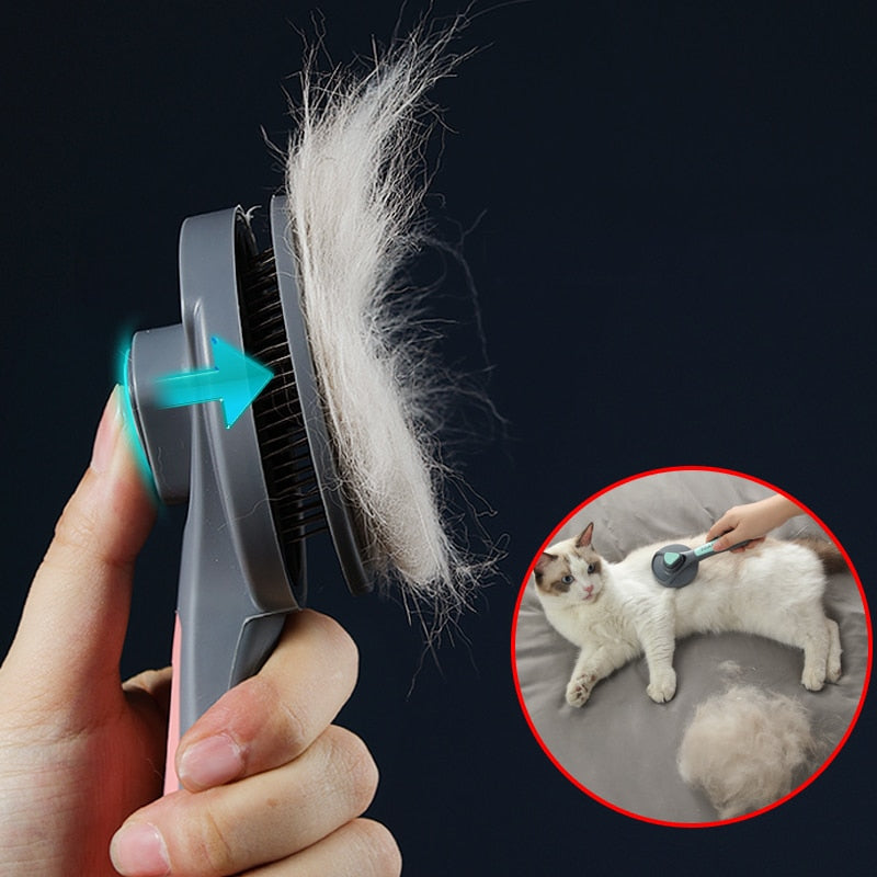 NNEOBA Cat Comb Dog Hair Remover Brush Pet Grooming Slicker Comb Removes Tangled  Self Cleaning Pet Supplies Accessories-4