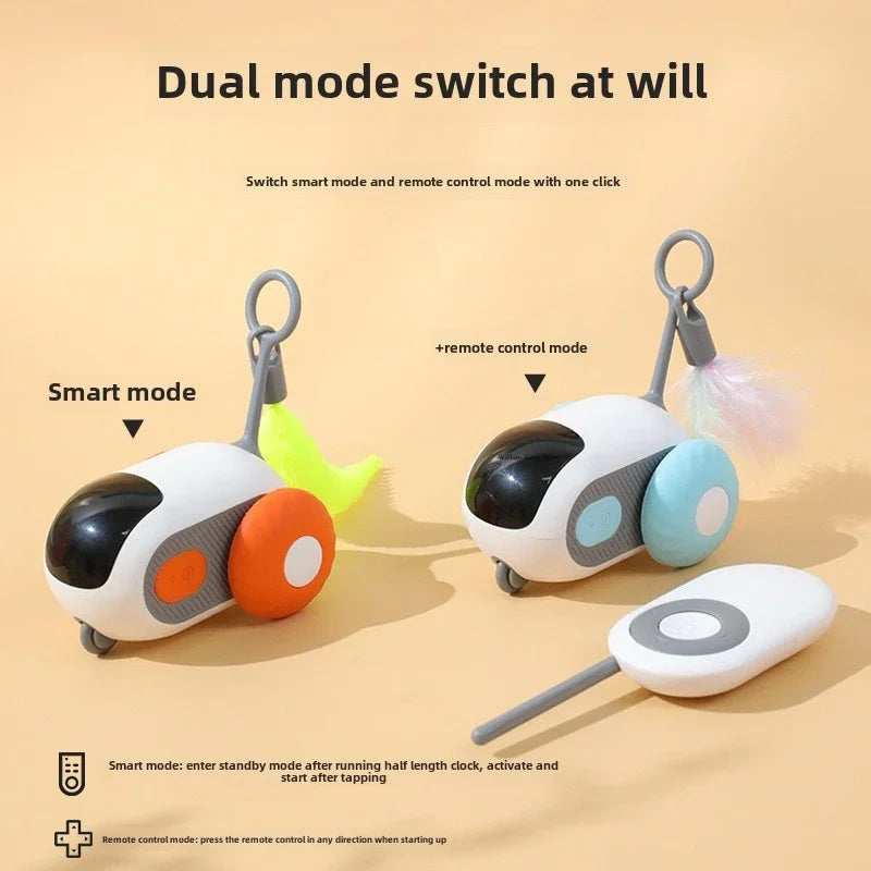 Interactive Remote-Control Cat Toy Car with Feather