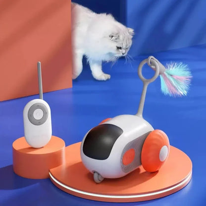 Interactive Remote-Control Cat Toy Car with Feather
