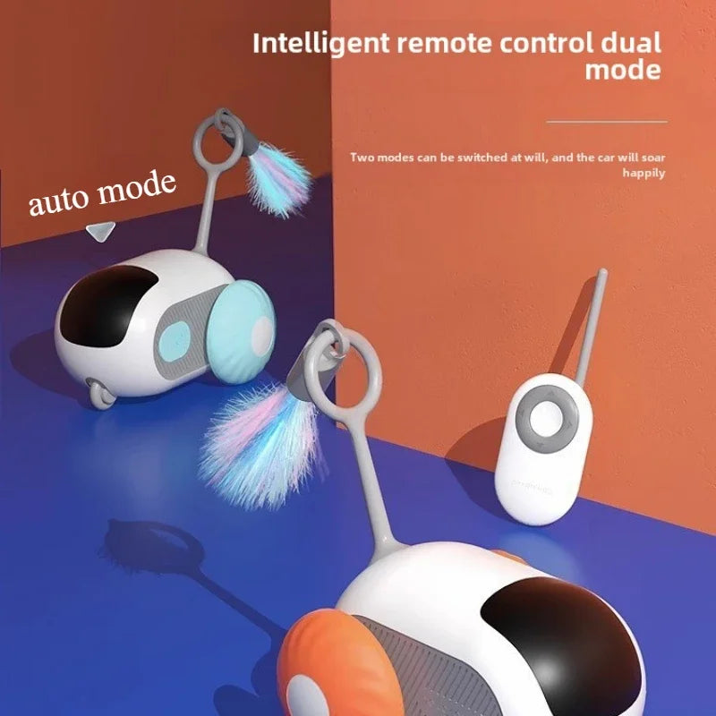 Interactive Remote-Control Cat Toy Car with Feather