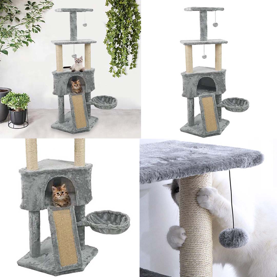 Multi-Level Cat Climbing Tree – Grey Cat Creeper